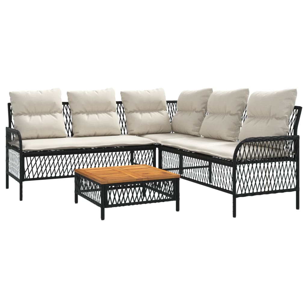 2-delige Loungeset met kussens poly rattan zwart is nu te koop bij PeponiXL, paradijselijk wonen!