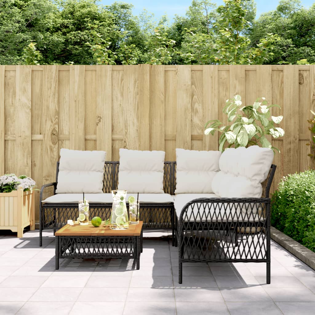 2-delige Loungeset met kussens poly rattan zwart is nu te koop bij PeponiXL, paradijselijk wonen!