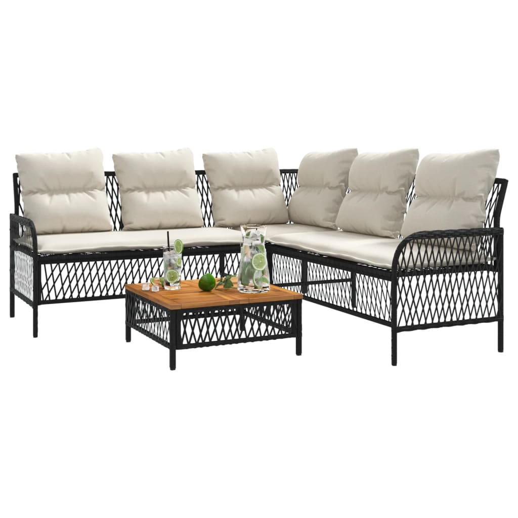 2-delige Loungeset met kussens poly rattan zwart is nu te koop bij PeponiXL, paradijselijk wonen!