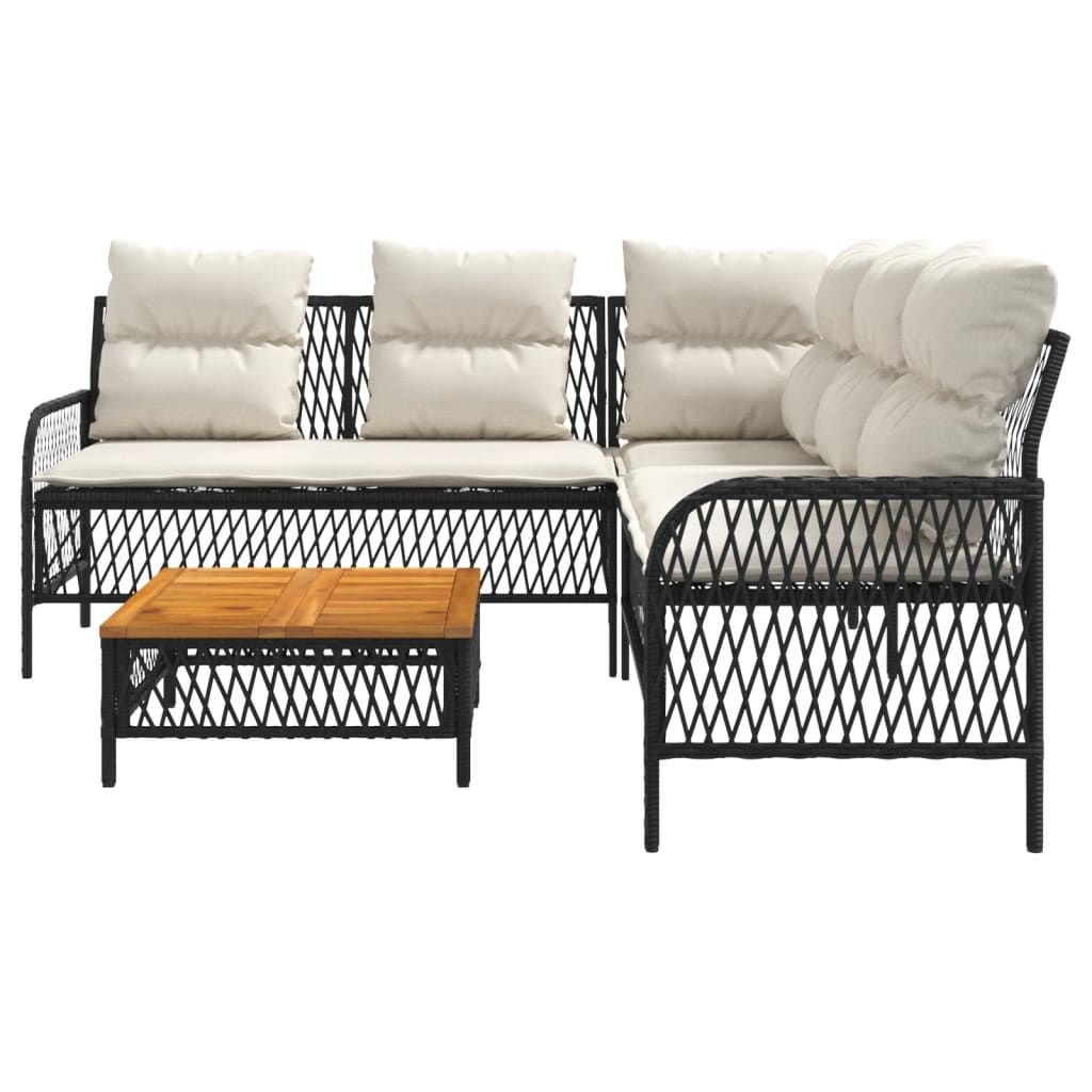 2-delige Loungeset met kussens poly rattan zwart is nu te koop bij PeponiXL, paradijselijk wonen!