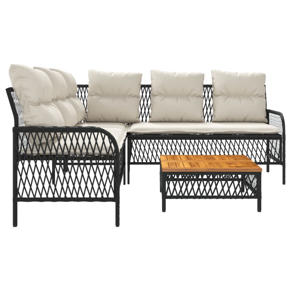 2-delige Loungeset met kussens poly rattan zwart is nu te koop bij PeponiXL, paradijselijk wonen!