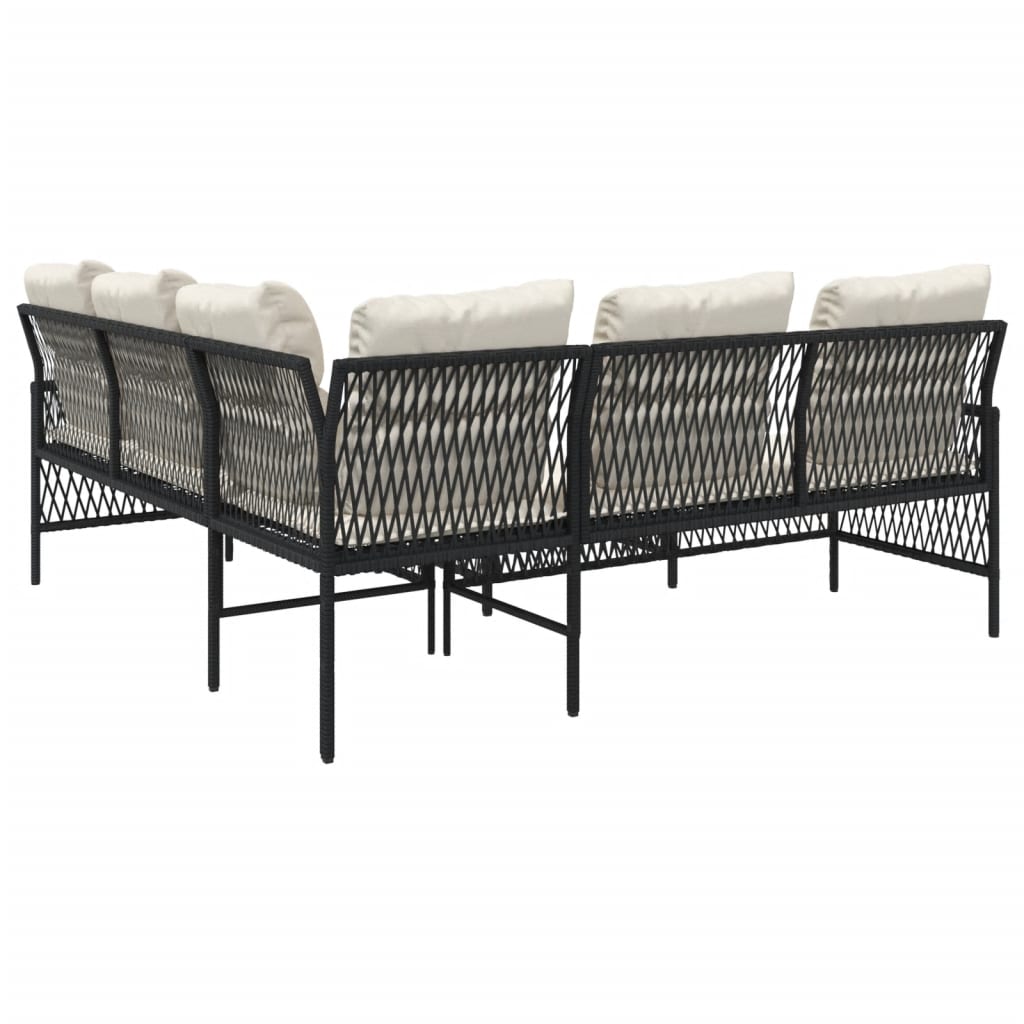 2-delige Loungeset met kussens poly rattan zwart is nu te koop bij PeponiXL, paradijselijk wonen!
