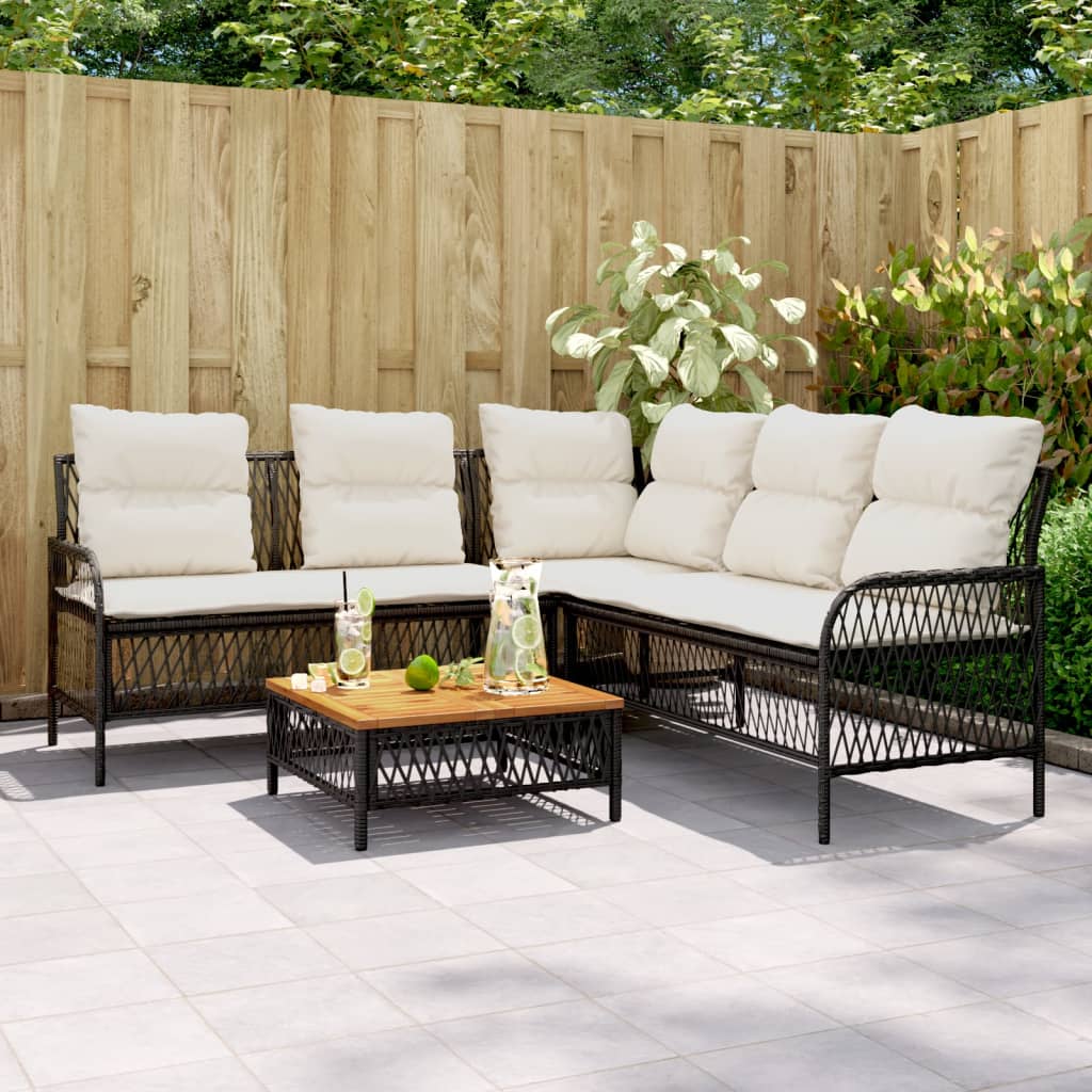 2-delige Loungeset met kussens poly rattan zwart is nu te koop bij PeponiXL, paradijselijk wonen!
