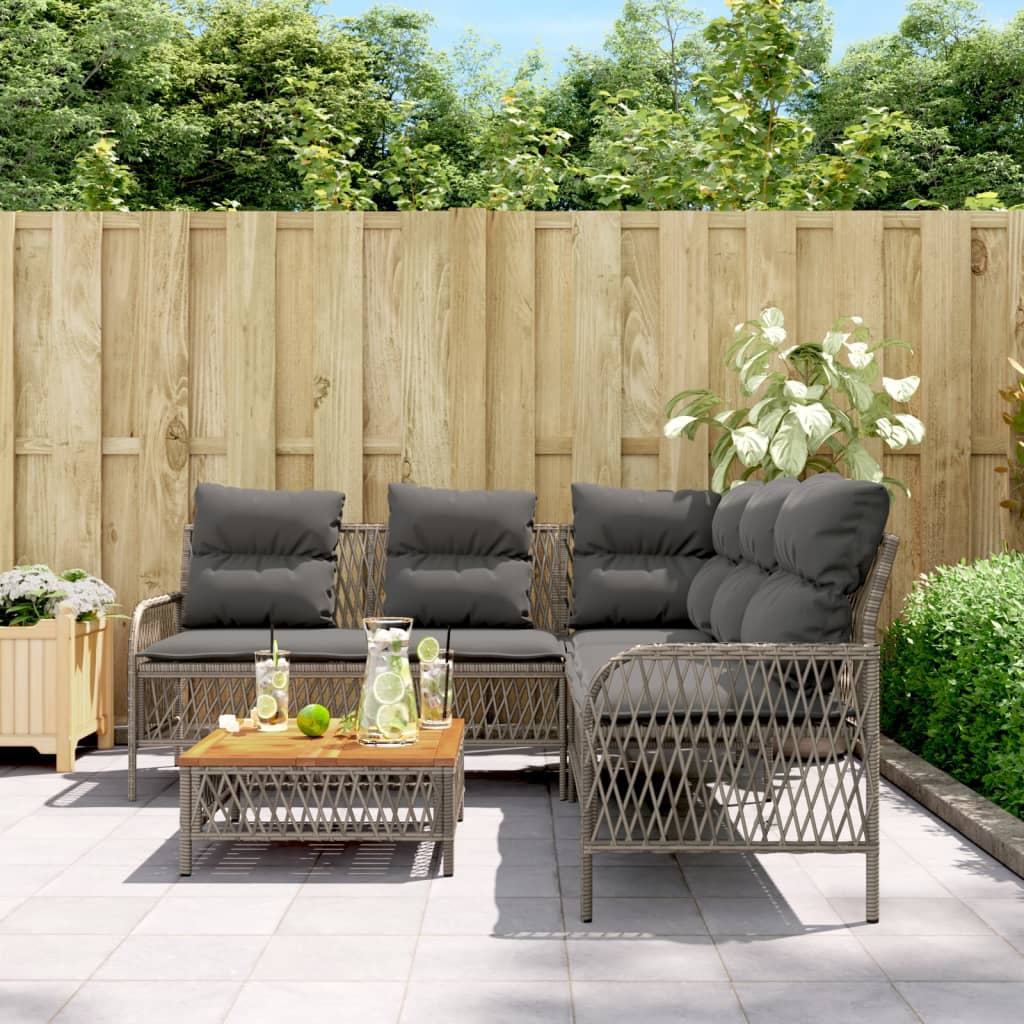 2-delige Loungeset met kussens poly rattan grijs is nu te koop bij PeponiXL, paradijselijk wonen!