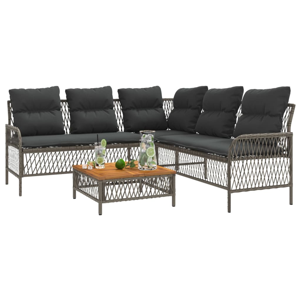 2-delige Loungeset met kussens poly rattan grijs is nu te koop bij PeponiXL, paradijselijk wonen!