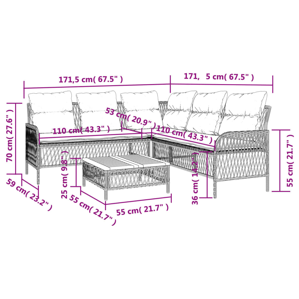 2-delige Loungeset met kussens poly rattan grijs is nu te koop bij PeponiXL, paradijselijk wonen!