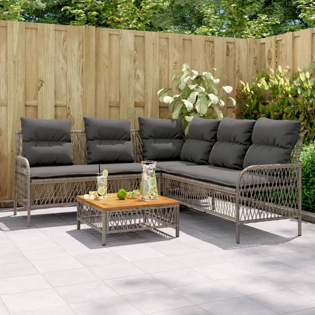 2-delige Loungeset met kussens poly rattan grijs is nu te koop bij PeponiXL, paradijselijk wonen!