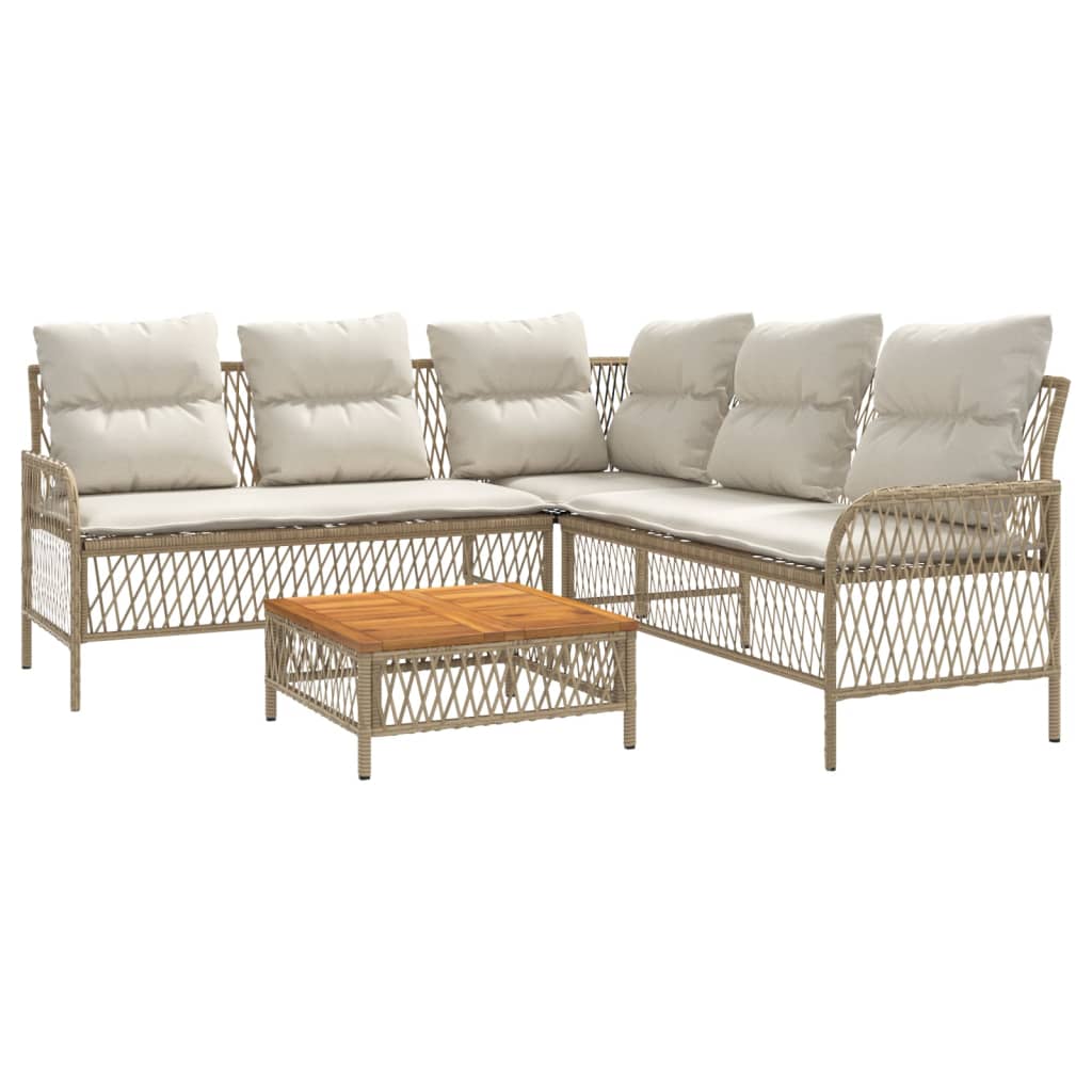 2-delige Loungeset met kussens poly rattan beige is nu te koop bij PeponiXL, paradijselijk wonen!