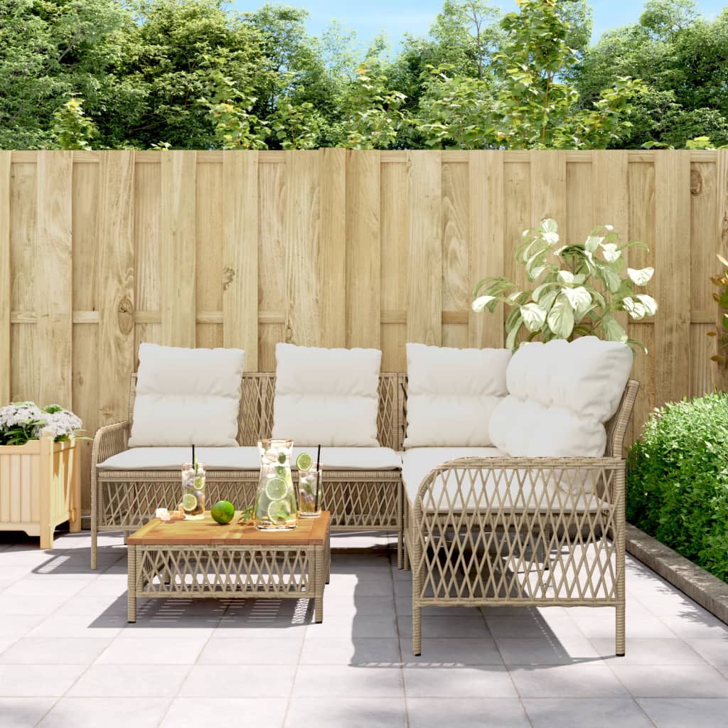 2-delige Loungeset met kussens poly rattan beige is nu te koop bij PeponiXL, paradijselijk wonen!
