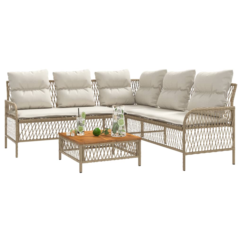 2-delige Loungeset met kussens poly rattan beige is nu te koop bij PeponiXL, paradijselijk wonen!