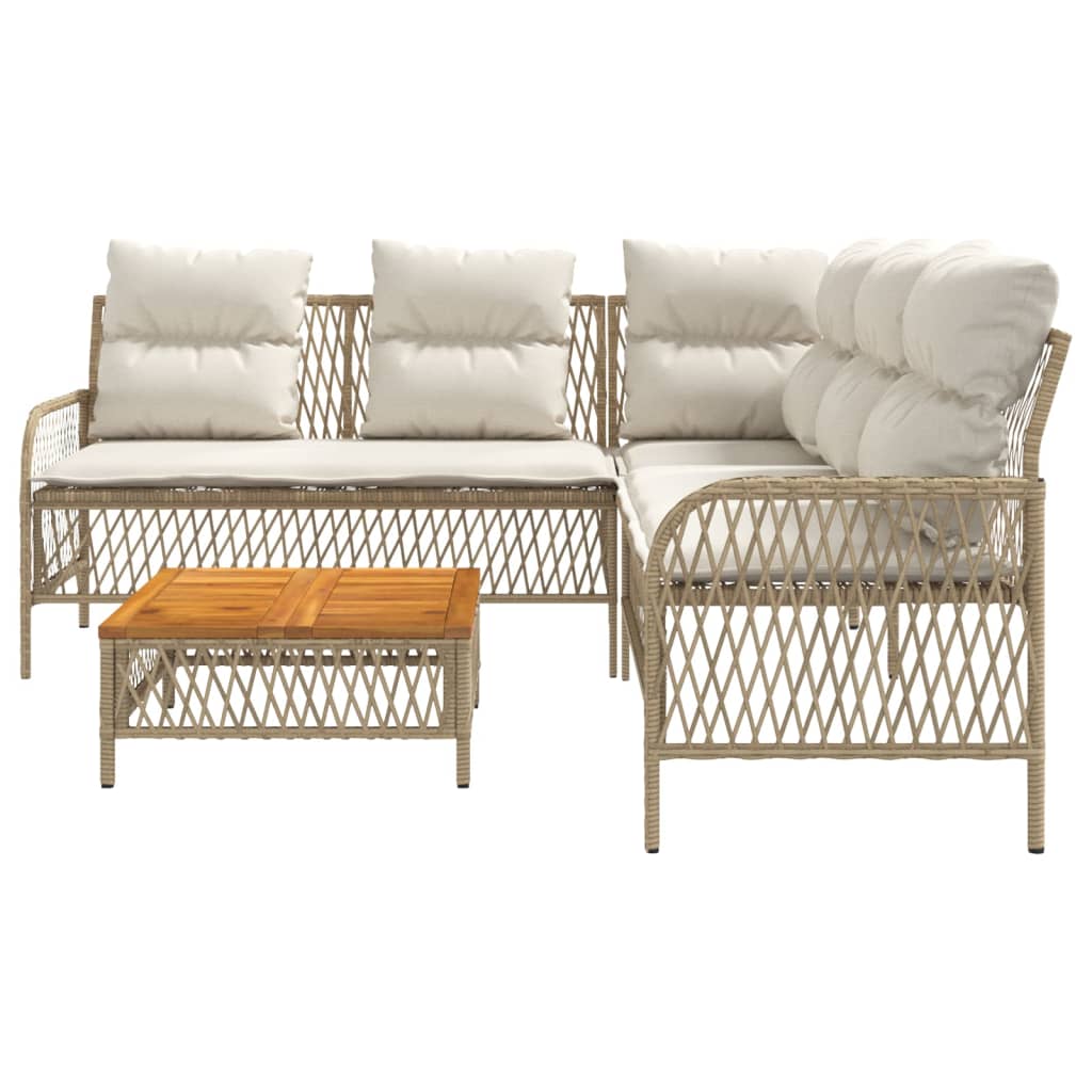 2-delige Loungeset met kussens poly rattan beige is nu te koop bij PeponiXL, paradijselijk wonen!