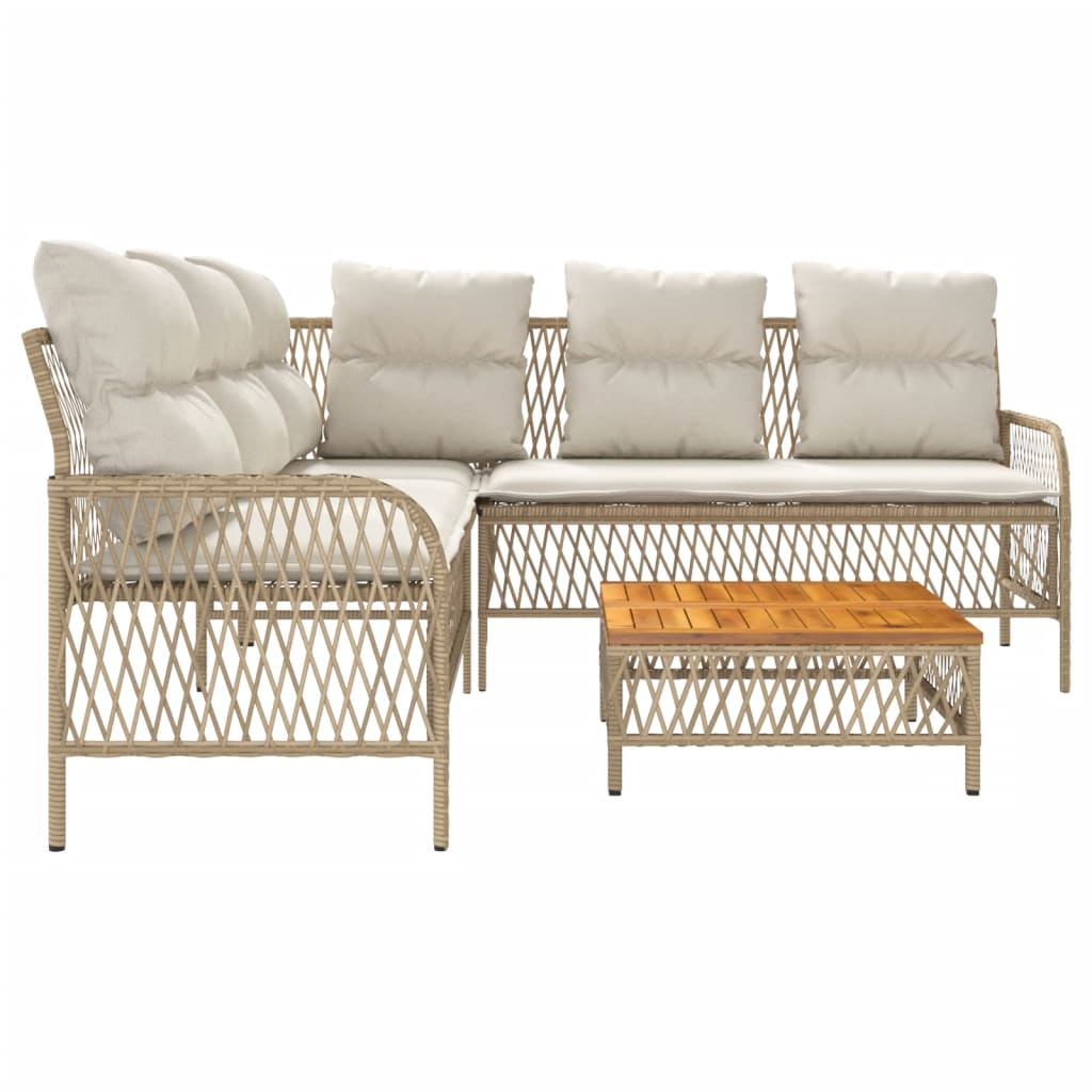 2-delige Loungeset met kussens poly rattan beige is nu te koop bij PeponiXL, paradijselijk wonen!