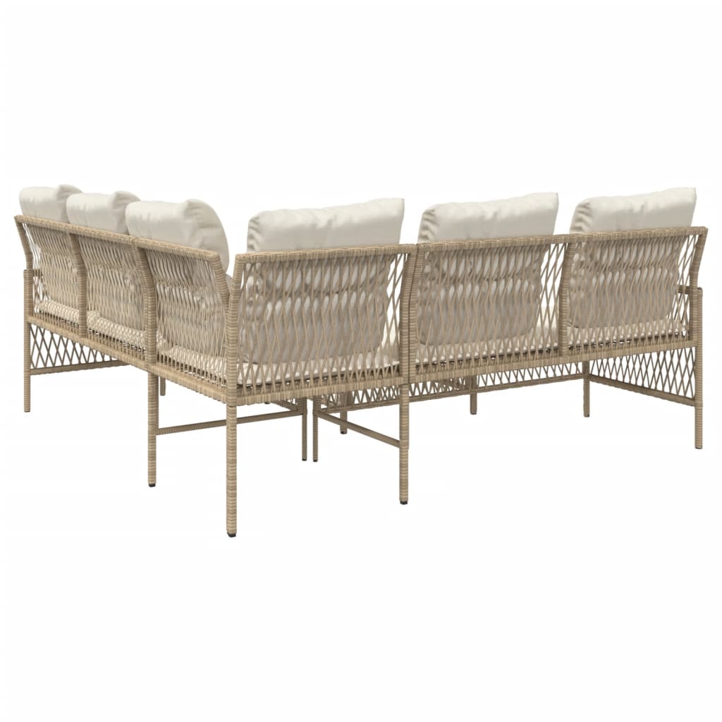 2-delige Loungeset met kussens poly rattan beige is nu te koop bij PeponiXL, paradijselijk wonen!