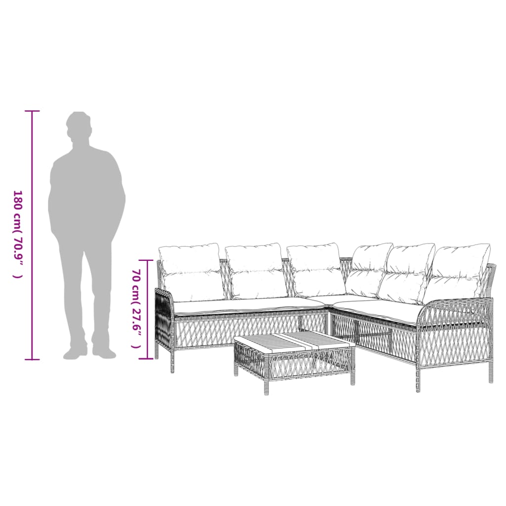 2-delige Loungeset met kussens poly rattan beige is nu te koop bij PeponiXL, paradijselijk wonen!