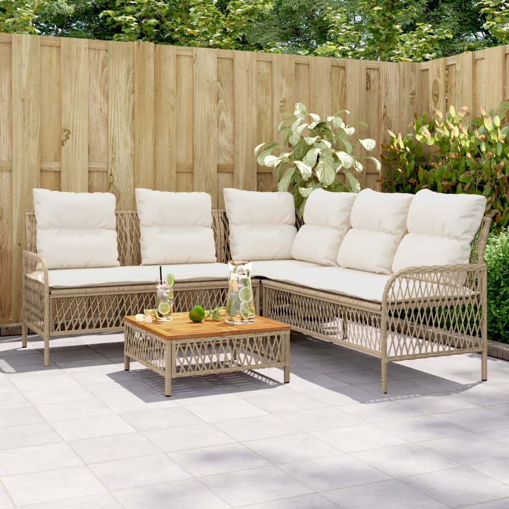 2-delige Loungeset met kussens poly rattan beige is nu te koop bij PeponiXL, paradijselijk wonen!