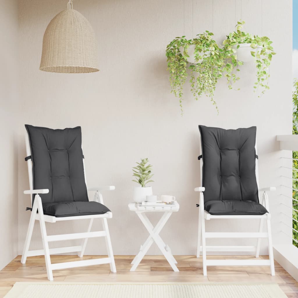 Stoelkussens 2 st hoge rug 120x50x7 cm stof gemêleerd antraciet is nu te koop bij PeponiXL, paradijselijk wonen!