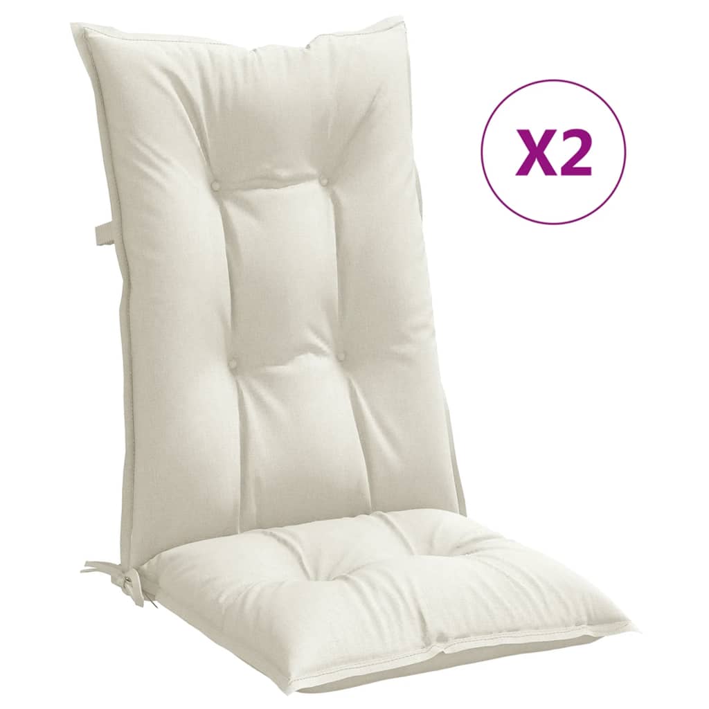 Stoelkussens 2 st hoge rug 120x50x7 cm stof gemêleerd crème is nu te koop bij PeponiXL, paradijselijk wonen!