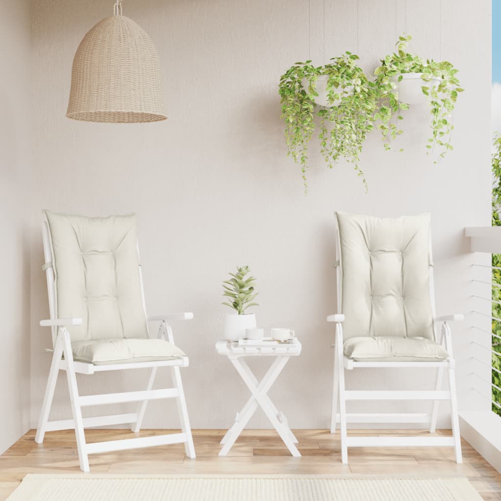 Stoelkussens 2 st hoge rug 120x50x7 cm stof gemêleerd crème is nu te koop bij PeponiXL, paradijselijk wonen!
