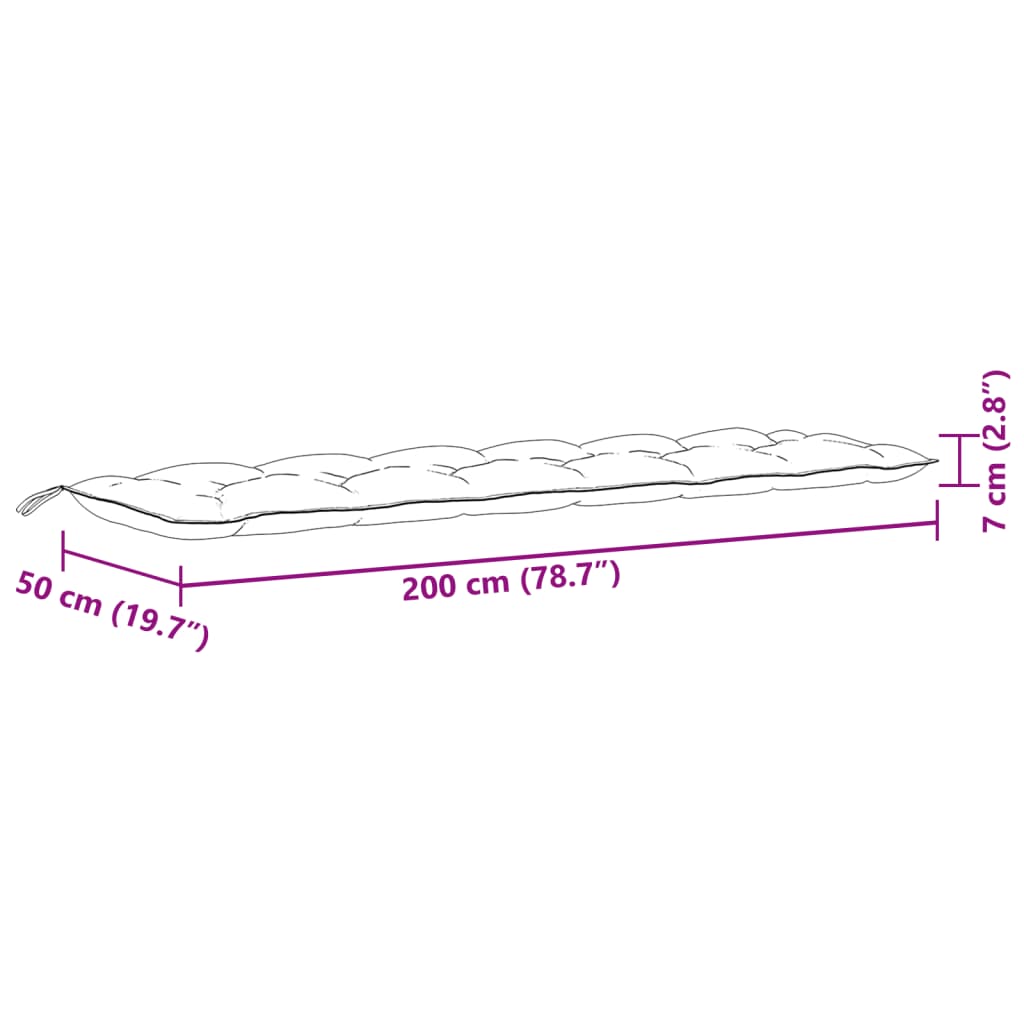 Tuinbankkussens 2 st 200x50x7 cm stof gemêleerd antracietkleur is nu te koop bij PeponiXL, paradijselijk wonen!