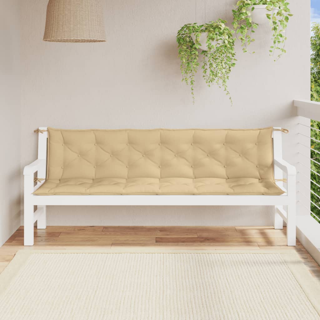 Tuinbankkussens 2 st 200x50x7 cm stof gemêleerd beige is nu te koop bij PeponiXL, paradijselijk wonen!