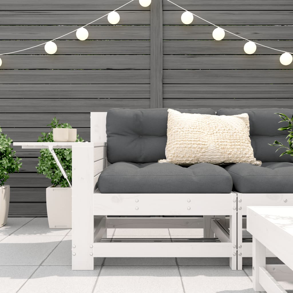 Tuinbank met armleuning en klaptafel massief grenenhout wit is nu te koop bij PeponiXL, paradijselijk wonen!