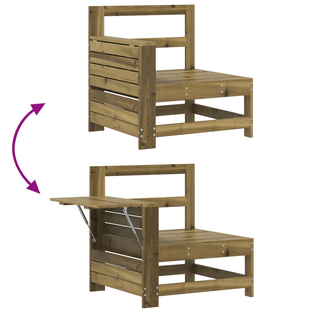 Tuinbank met armleuning en klaptafel geïmpregneerd grenenhout is nu te koop bij PeponiXL, paradijselijk wonen!