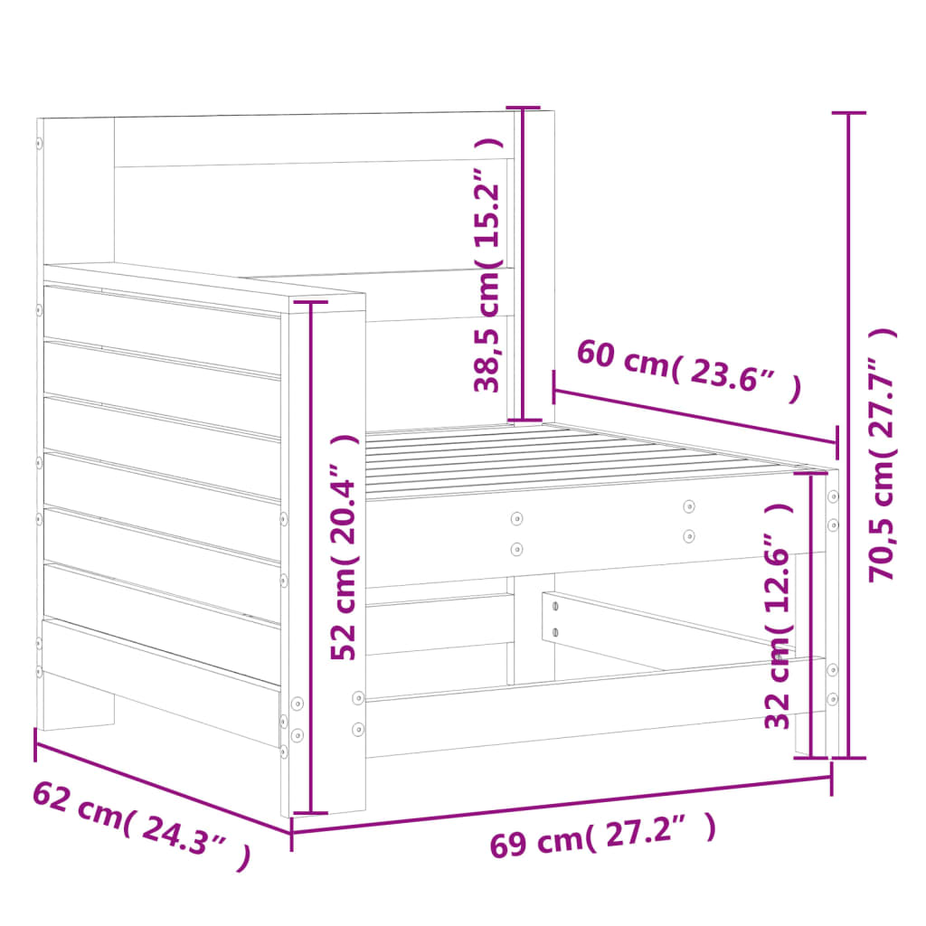 Tuinbank met armleuning 69x62x70,5 cm massief grenenhout wit is nu te koop bij PeponiXL, paradijselijk wonen!