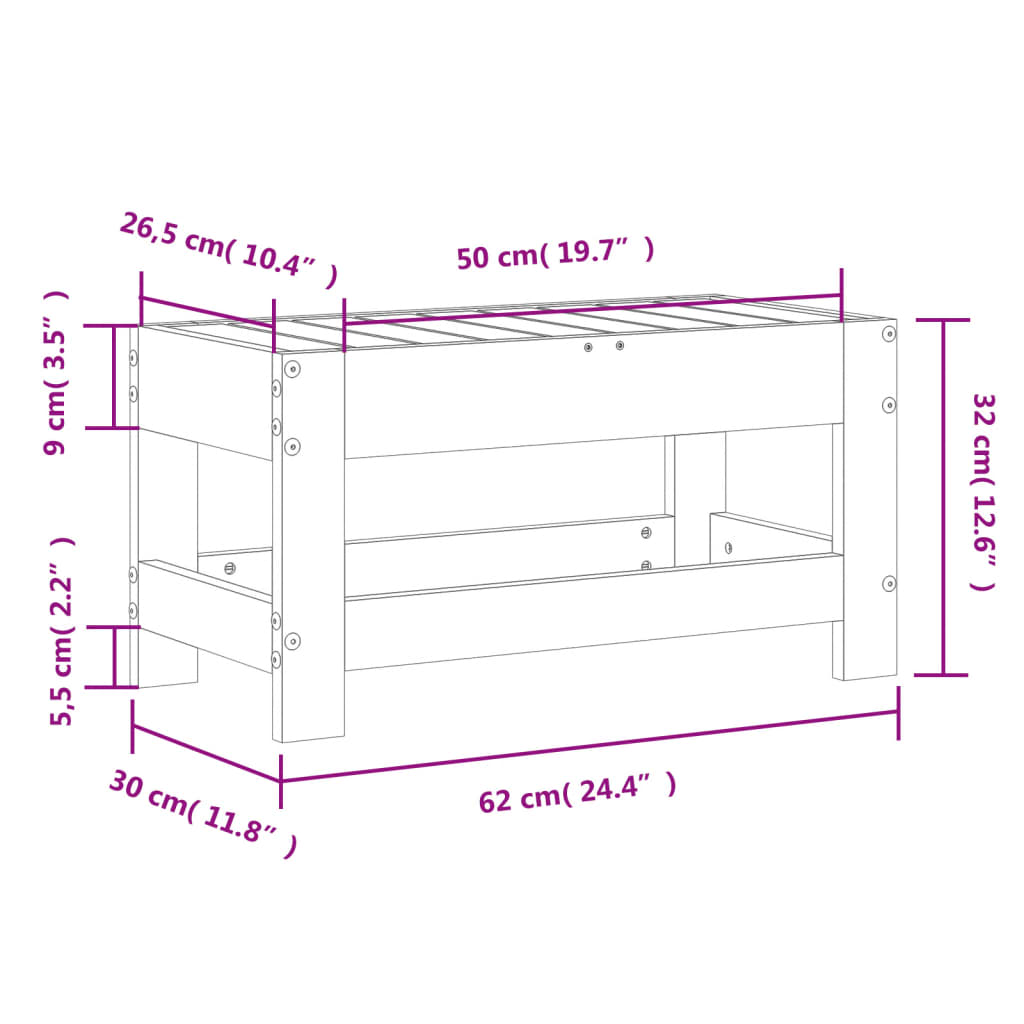 Tuinvoetenbank 62x30x32 cm massief grenenhout wit is nu te koop bij PeponiXL, paradijselijk wonen!