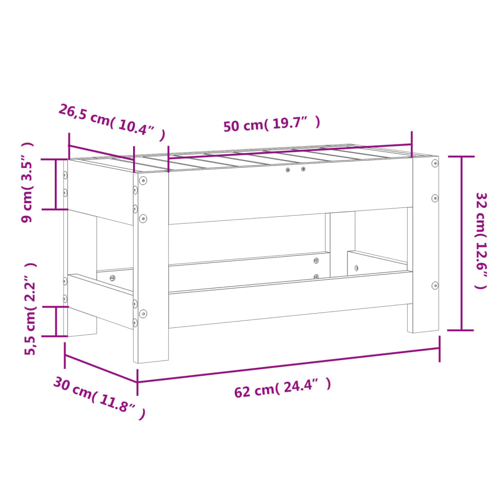 Tuinvoetenbank 62x30x32 cm massief douglashout is nu te koop bij PeponiXL, paradijselijk wonen!