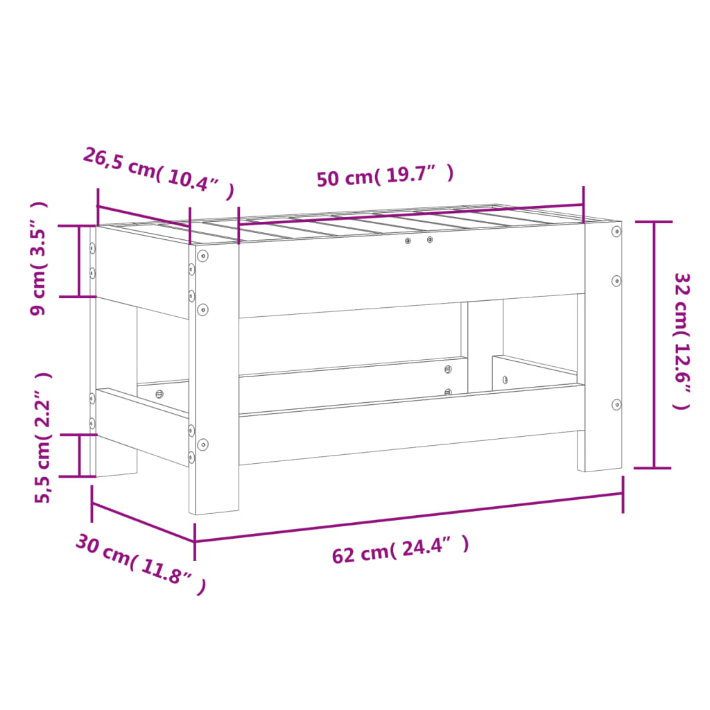 Tuinvoetenbank 62x30x32 cm geïmpregneerd grenenhout is nu te koop bij PeponiXL, paradijselijk wonen!