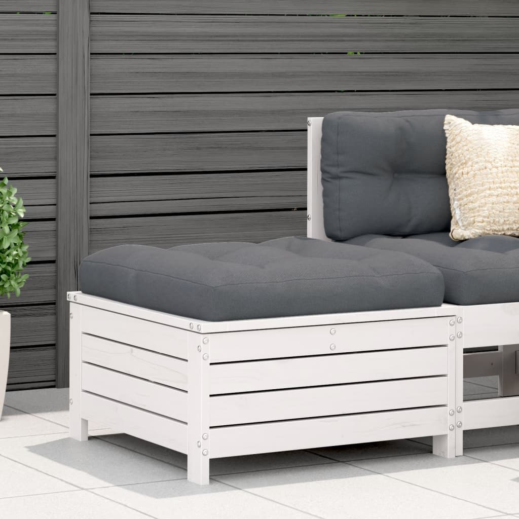 Tuinvoetenbank 62x63,5x32 cm massief grenenhout wit is nu te koop bij PeponiXL, paradijselijk wonen!
