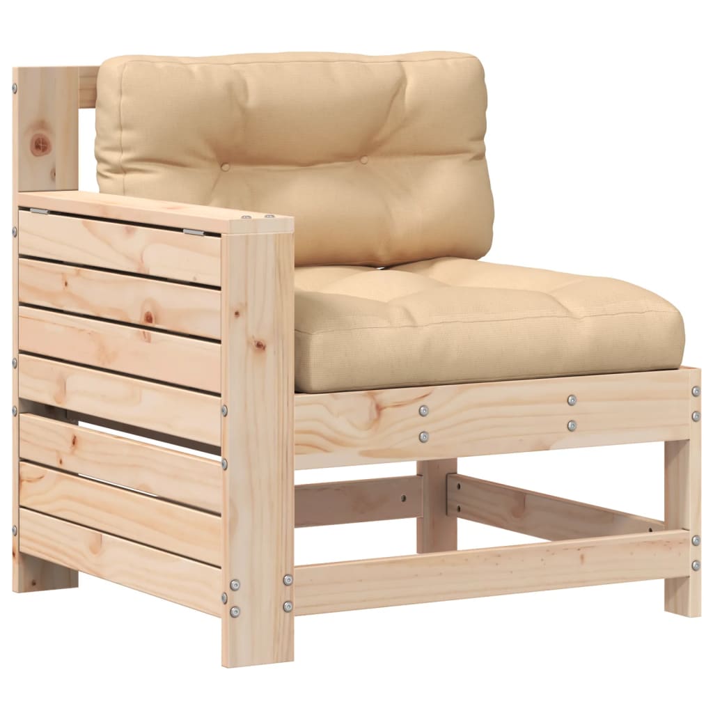 Tuinbank met armleuning en kussen massief grenenhout is nu te koop bij PeponiXL, paradijselijk wonen!