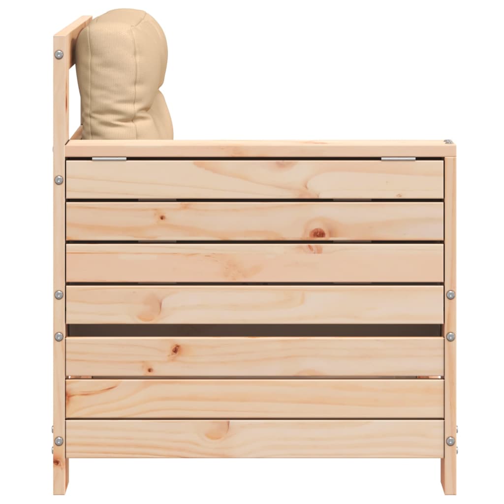 Tuinbank met armleuning en kussen massief grenenhout is nu te koop bij PeponiXL, paradijselijk wonen!