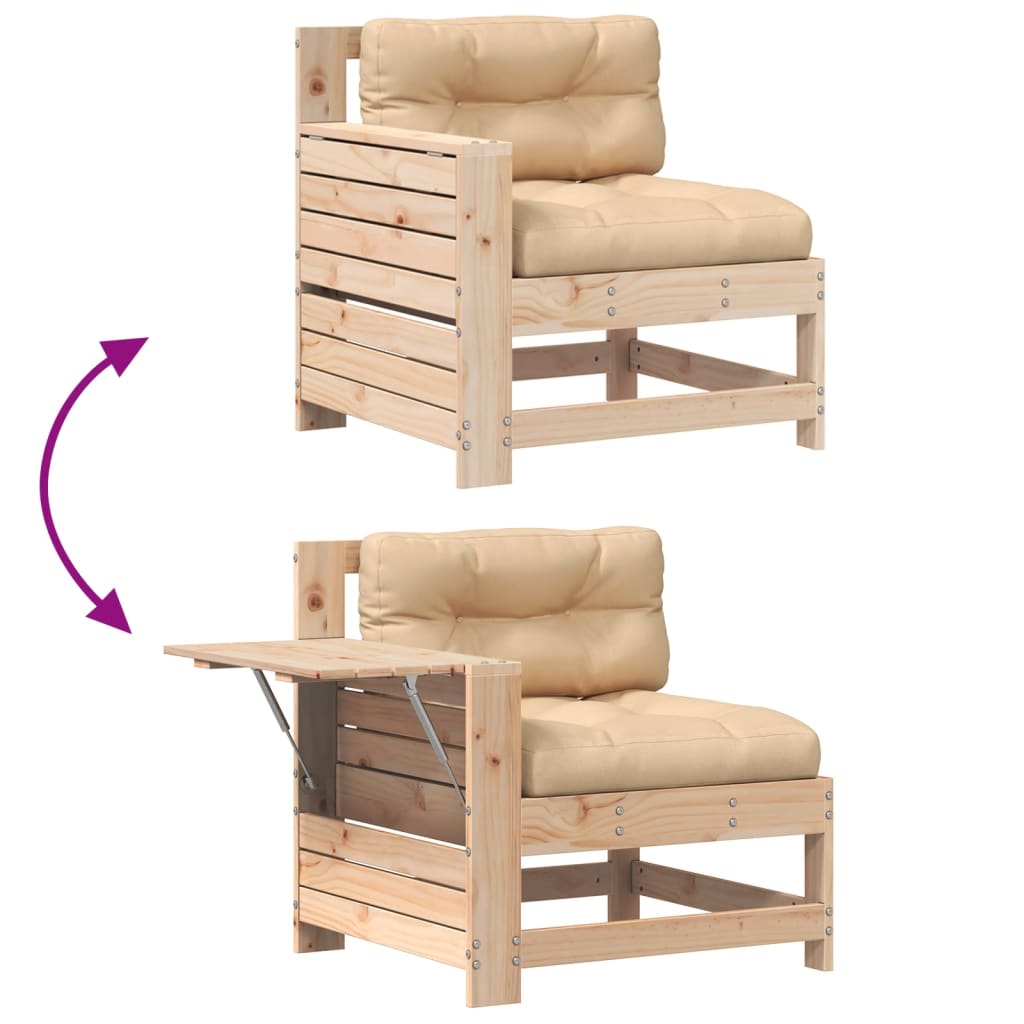 Tuinbank met armleuning en kussen massief grenenhout is nu te koop bij PeponiXL, paradijselijk wonen!