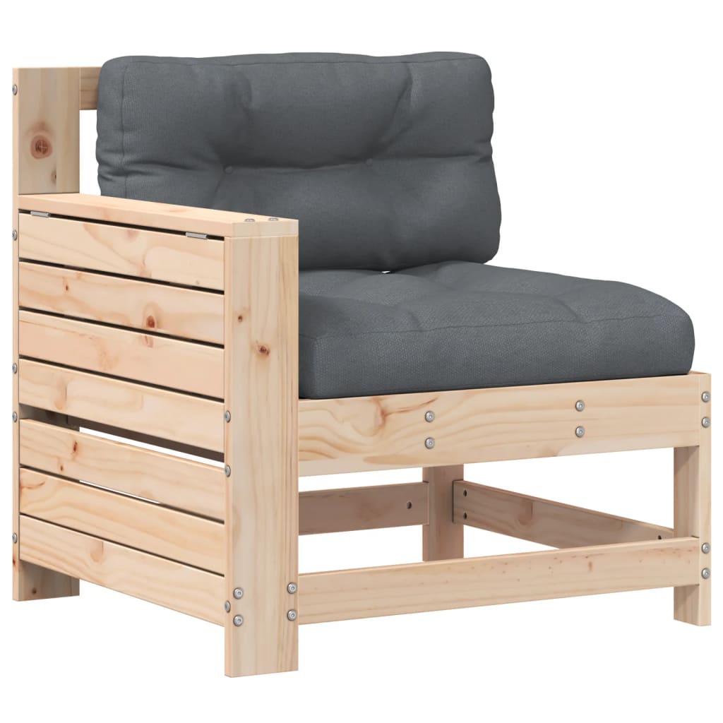 Tuinbank met armleuning en kussen massief grenenhout is nu te koop bij PeponiXL, paradijselijk wonen!