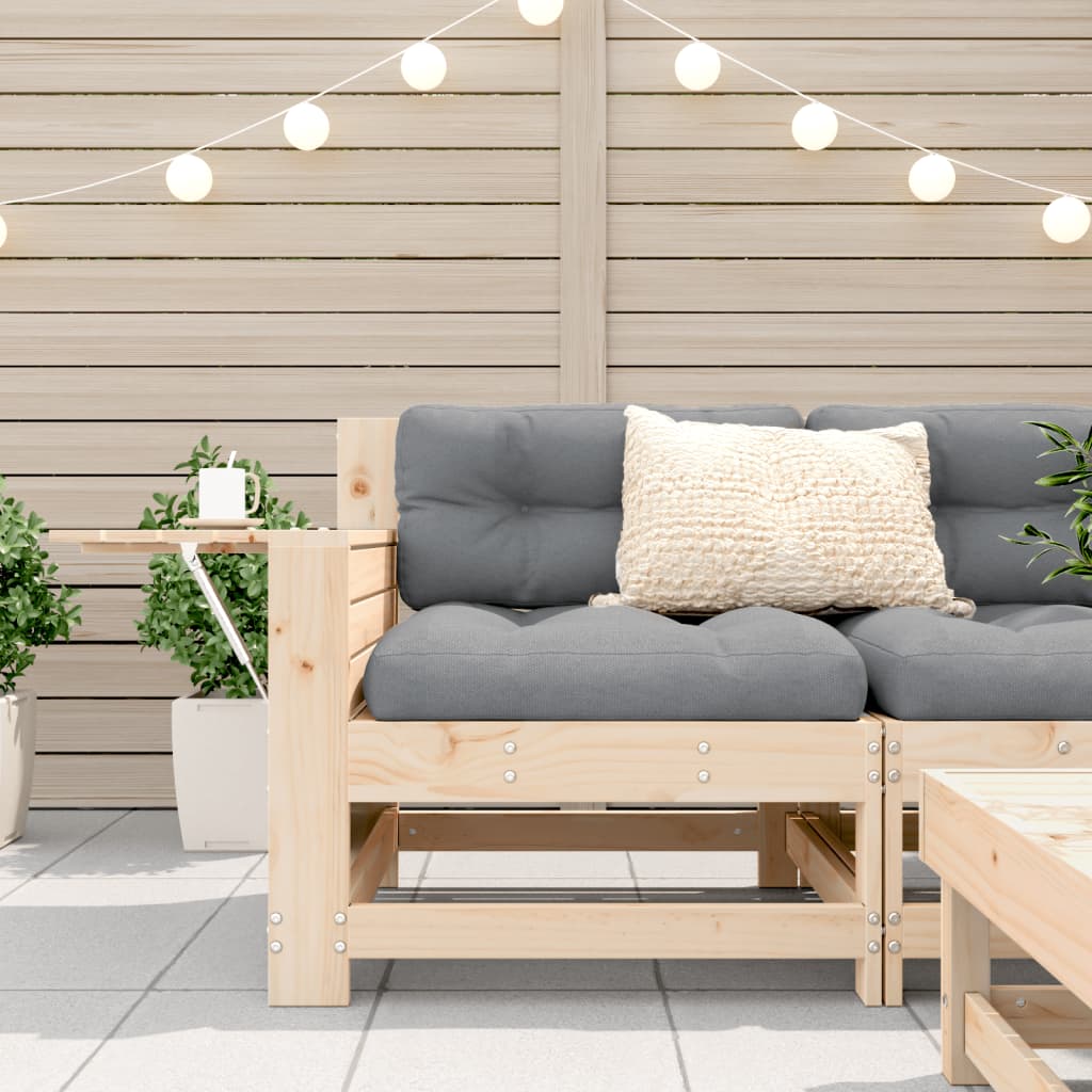 Tuinbank met armleuning en kussen massief grenenhout is nu te koop bij PeponiXL, paradijselijk wonen!