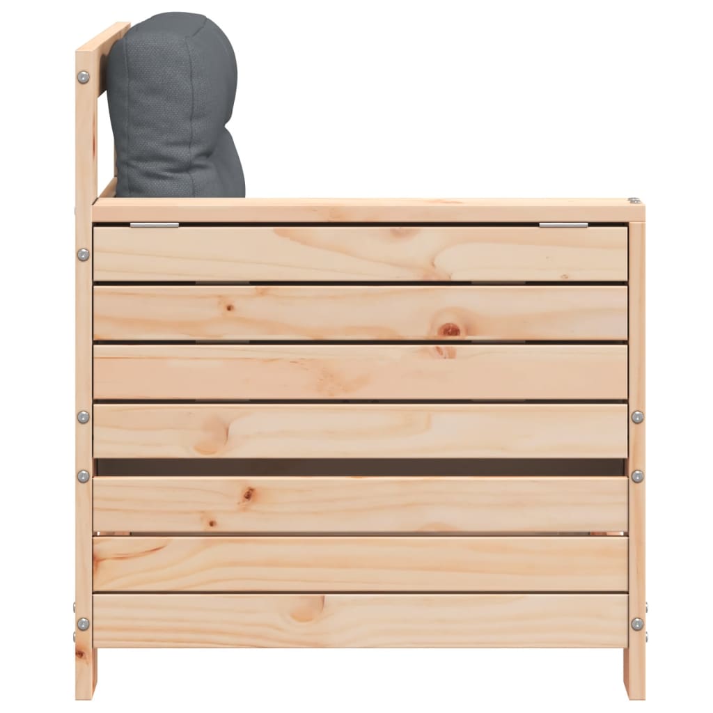 Tuinbank met armleuning en kussen massief grenenhout is nu te koop bij PeponiXL, paradijselijk wonen!