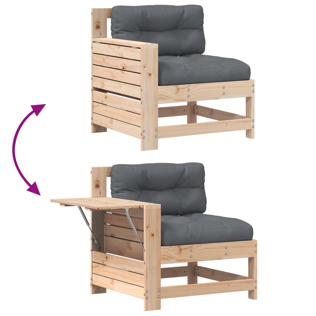 Tuinbank met armleuning en kussen massief grenenhout is nu te koop bij PeponiXL, paradijselijk wonen!