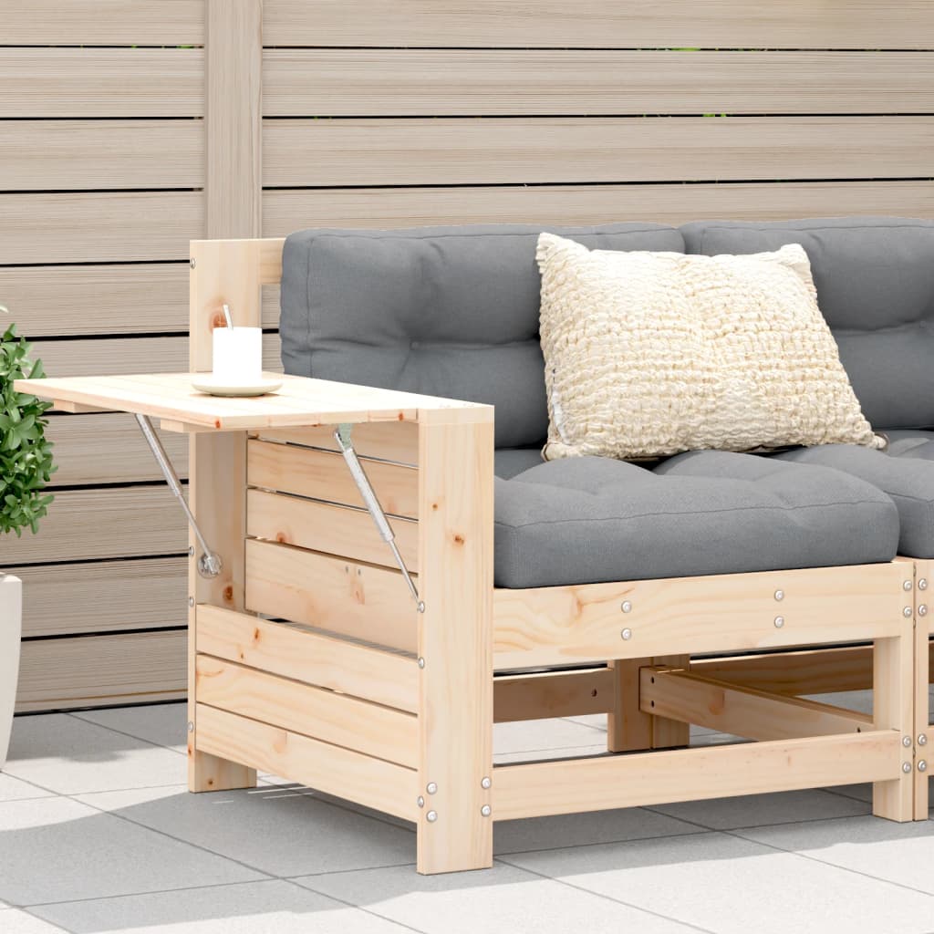 Tuinbank met armleuning en kussen massief grenenhout is nu te koop bij PeponiXL, paradijselijk wonen!