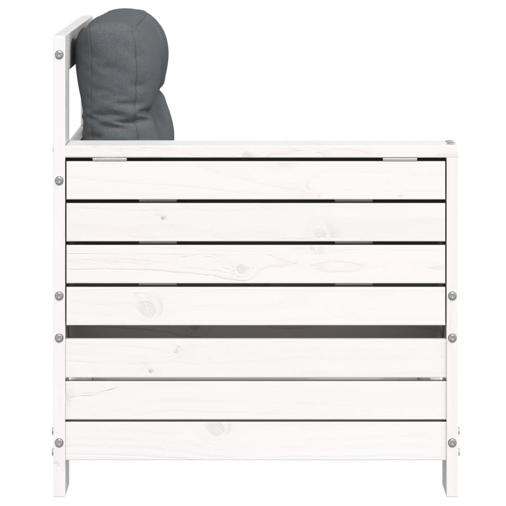 Tuinbank met armleuning en kussen massief grenenhout wit is nu te koop bij PeponiXL, paradijselijk wonen!