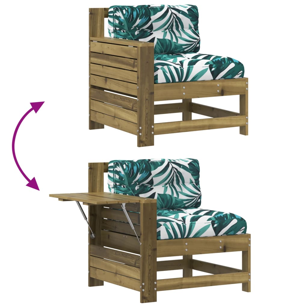 Tuinbank met armleuning en kussens geïmpregneerd grenenhout is nu te koop bij PeponiXL, paradijselijk wonen!