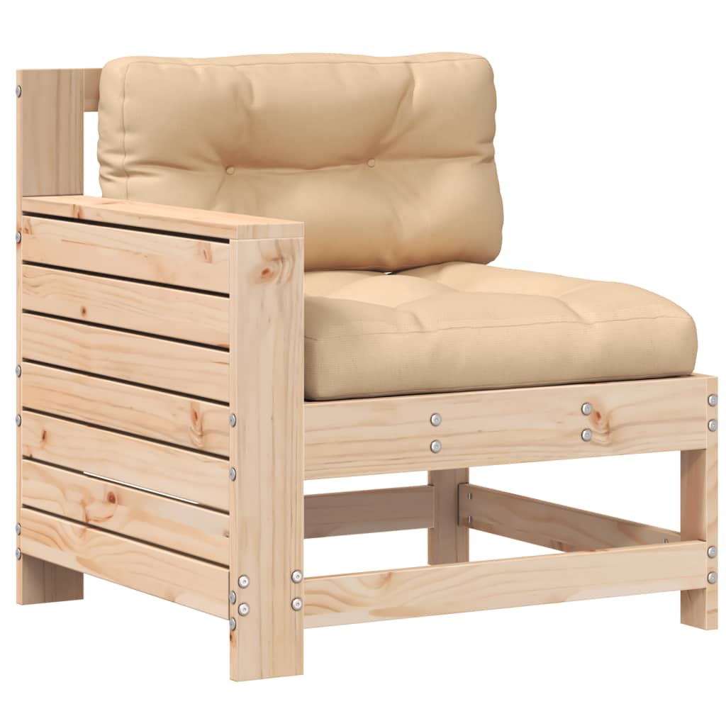 Tuinbank met armleuning en kussen massief grenenhout is nu te koop bij PeponiXL, paradijselijk wonen!
