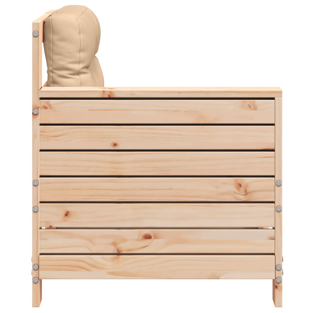 Tuinbank met armleuning en kussen massief grenenhout is nu te koop bij PeponiXL, paradijselijk wonen!