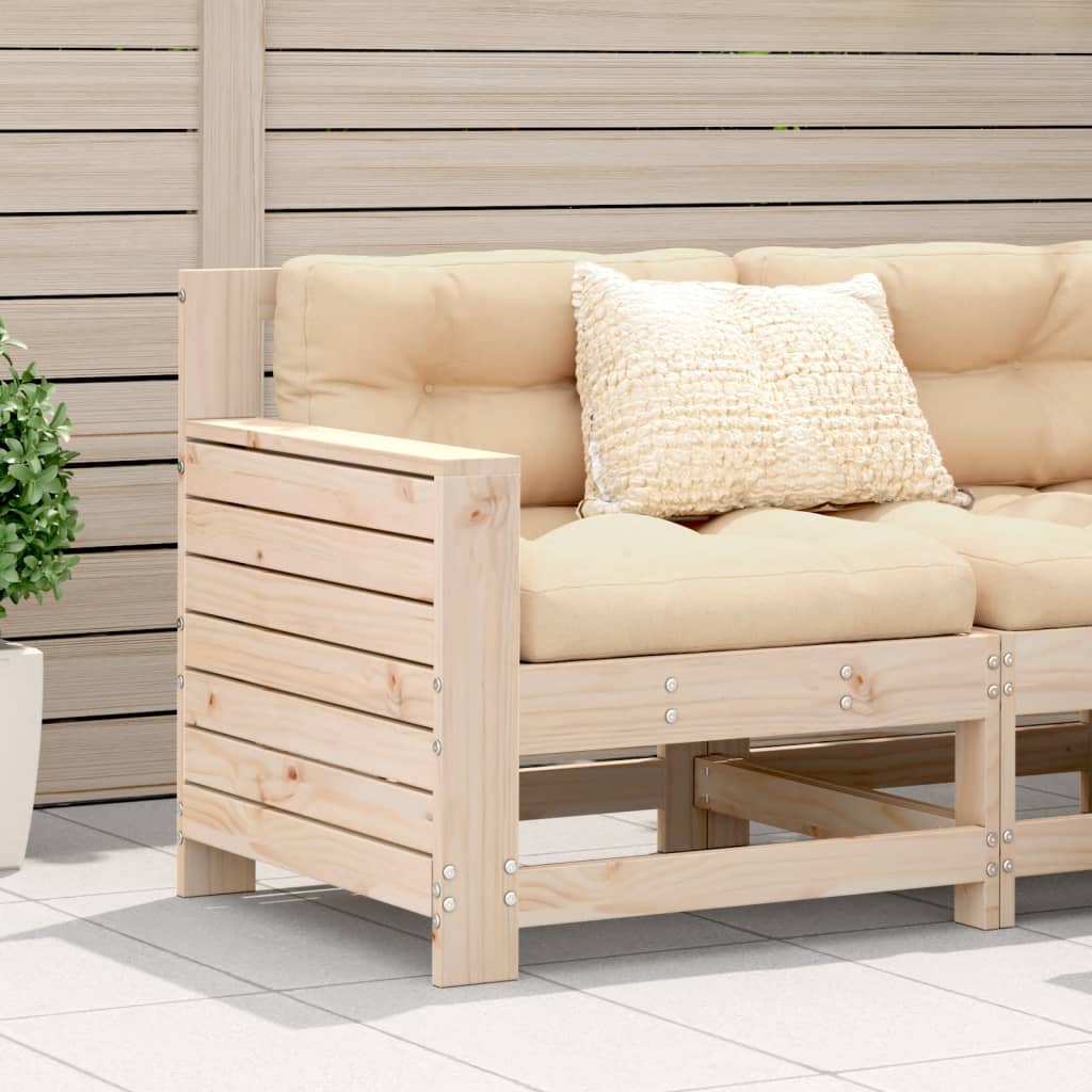 Tuinbank met armleuning en kussen massief grenenhout is nu te koop bij PeponiXL, paradijselijk wonen!