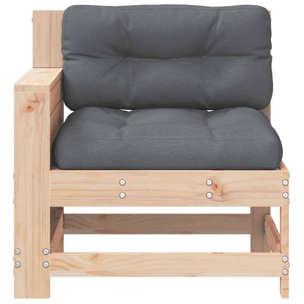 Tuinbank met armleuning en kussen massief grenenhout is nu te koop bij PeponiXL, paradijselijk wonen!