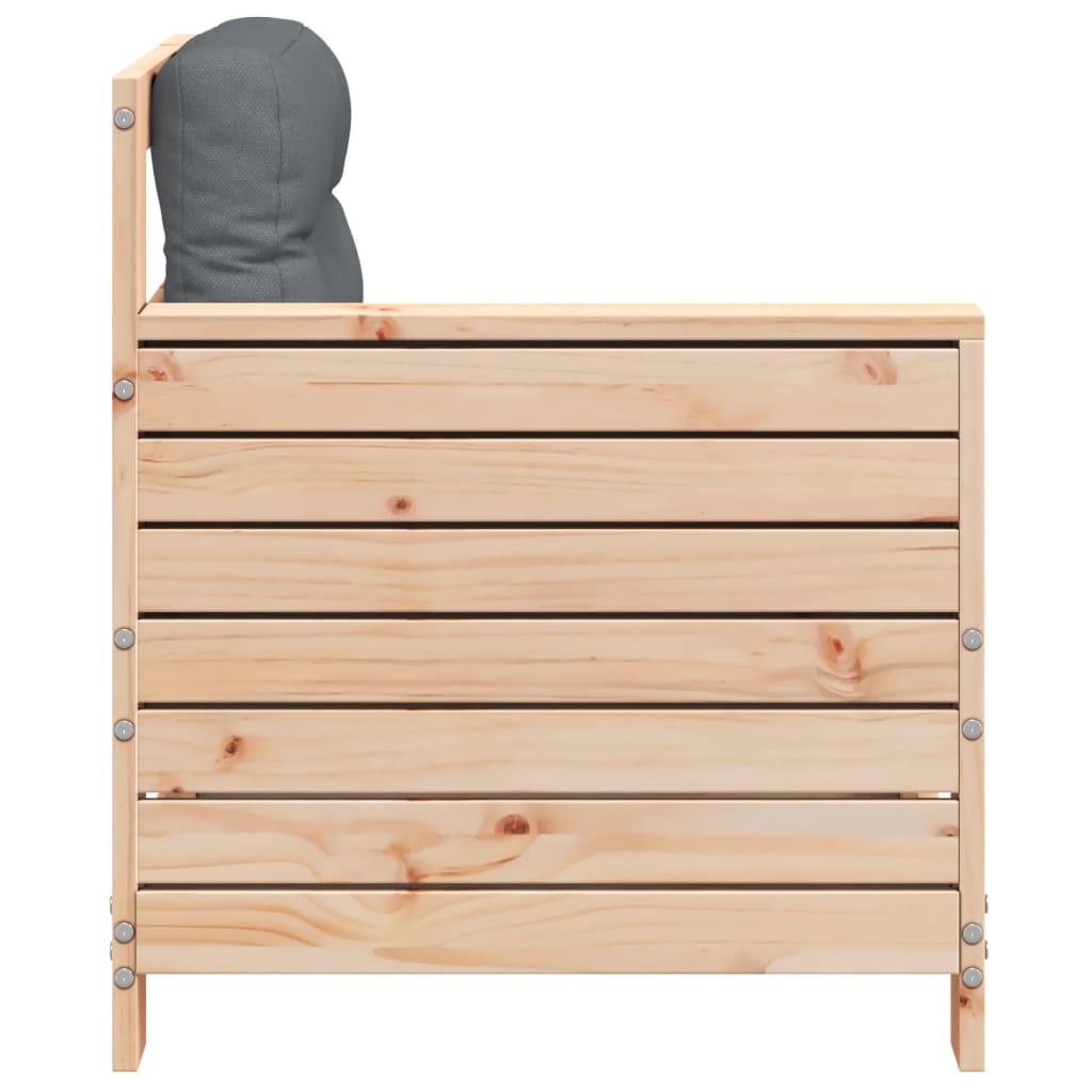 Tuinbank met armleuning en kussen massief grenenhout is nu te koop bij PeponiXL, paradijselijk wonen!