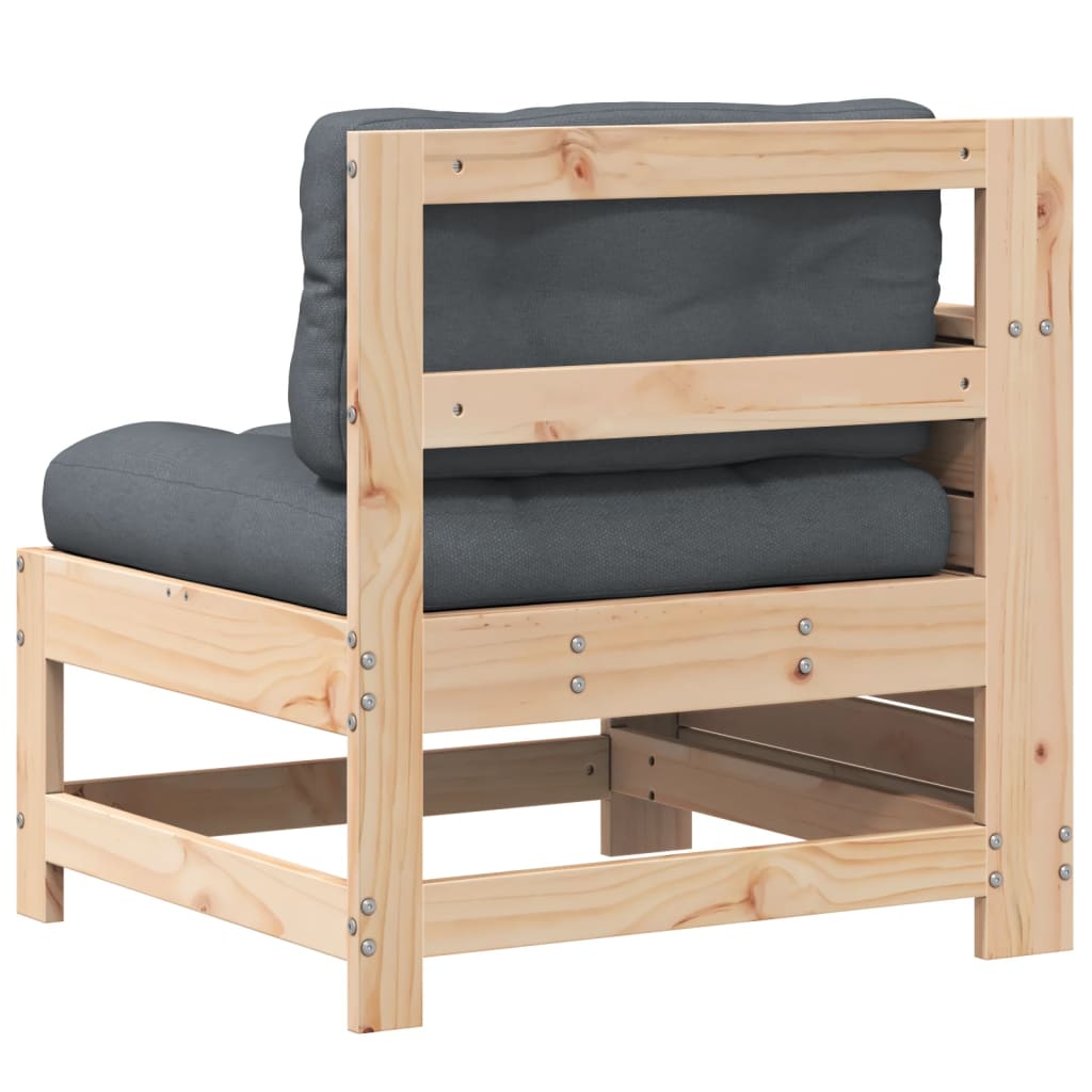 Tuinbank met armleuning en kussen massief grenenhout is nu te koop bij PeponiXL, paradijselijk wonen!