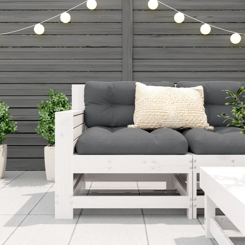 Tuinbank met armleuning en kussen massief grenenhout wit is nu te koop bij PeponiXL, paradijselijk wonen!