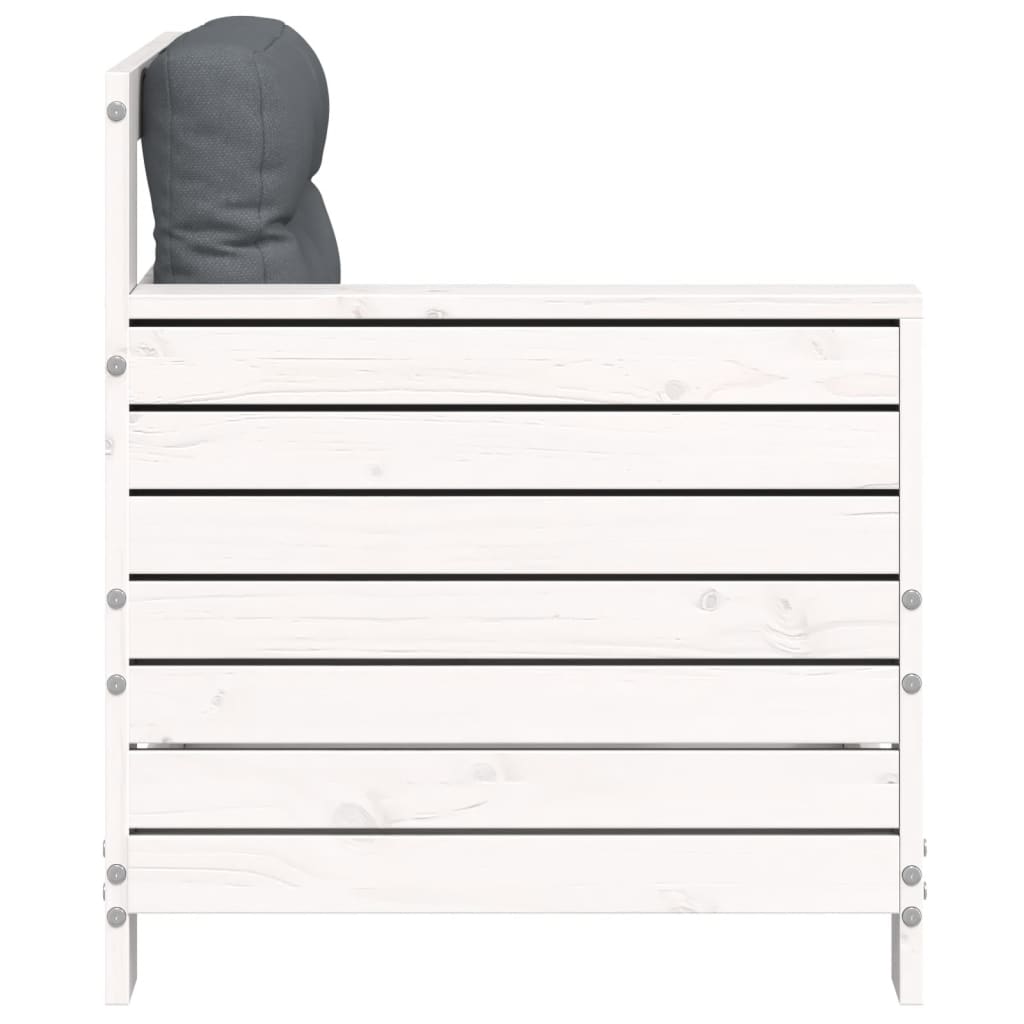 Tuinbank met armleuning en kussen massief grenenhout wit is nu te koop bij PeponiXL, paradijselijk wonen!