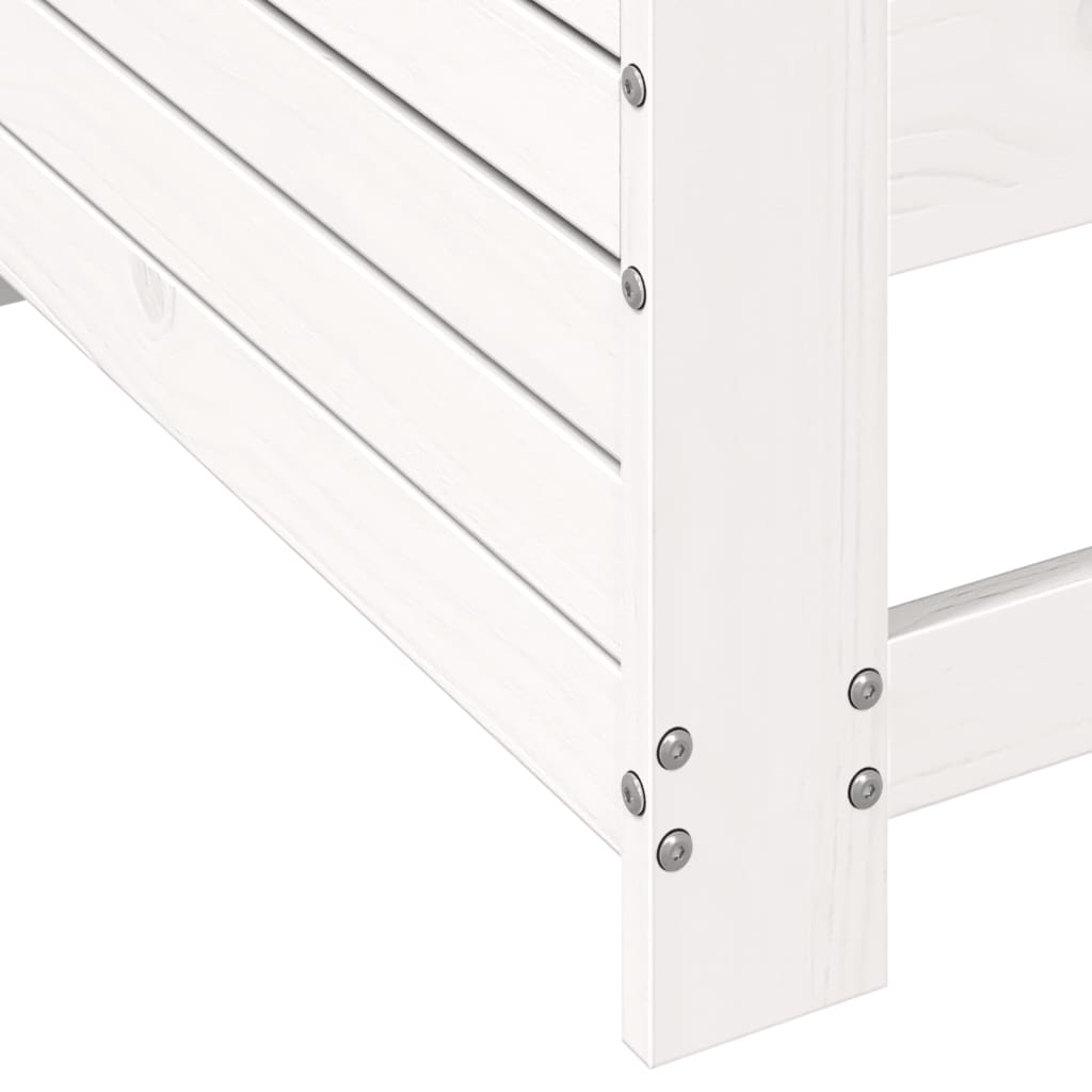 Tuinbank met armleuning en kussen massief grenenhout wit is nu te koop bij PeponiXL, paradijselijk wonen!